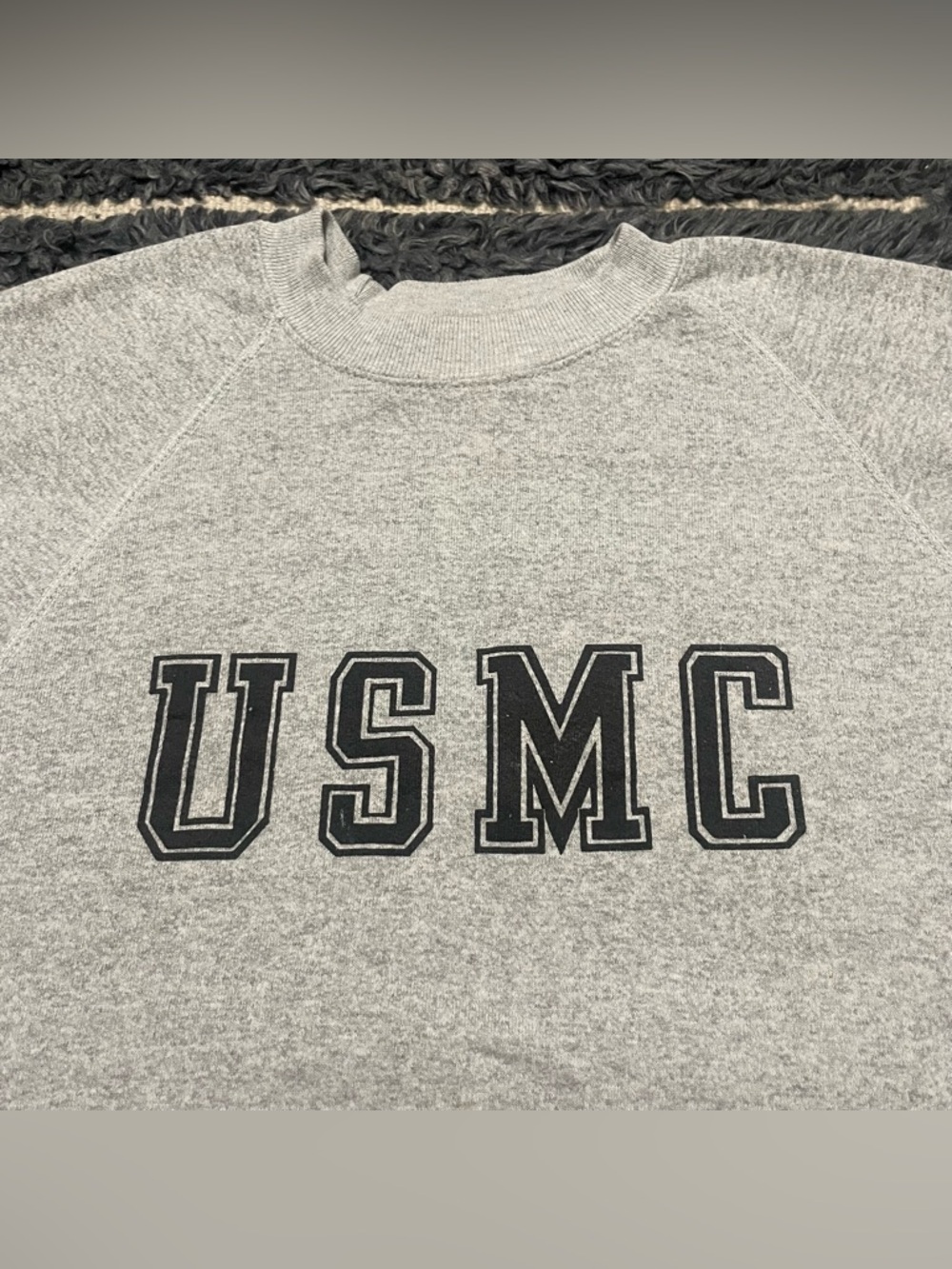 Vintage 80s USMC Grey Made In USA Crewneck Sweatshirt Size Medium - Picture 2 of 6